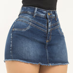 NUEVA FALDA SHORT STRECH,  TIRO ALTO DISEÑO DELANTERO REF:FS5104