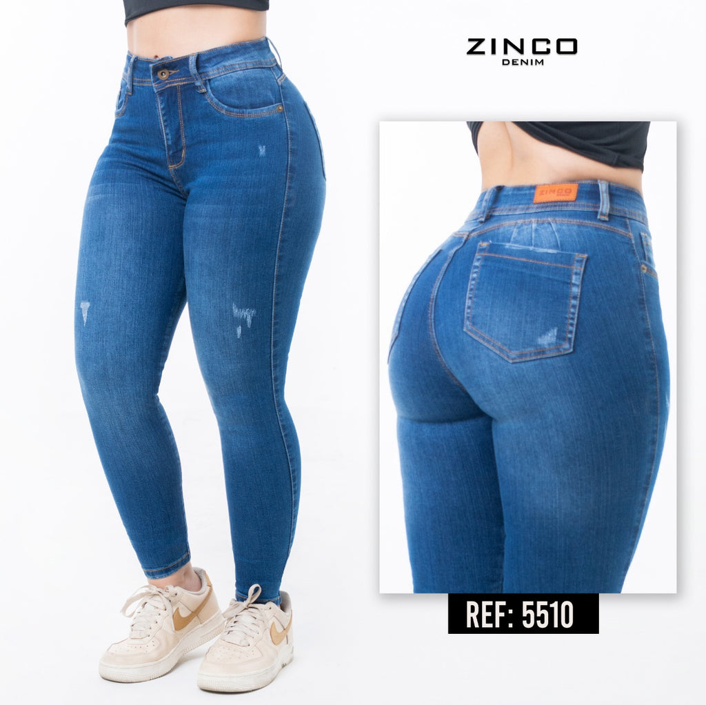 JEANs CLASICO SKINNY, TIRO ALTO CON PINZAS LEVANTA COLA REF:5510