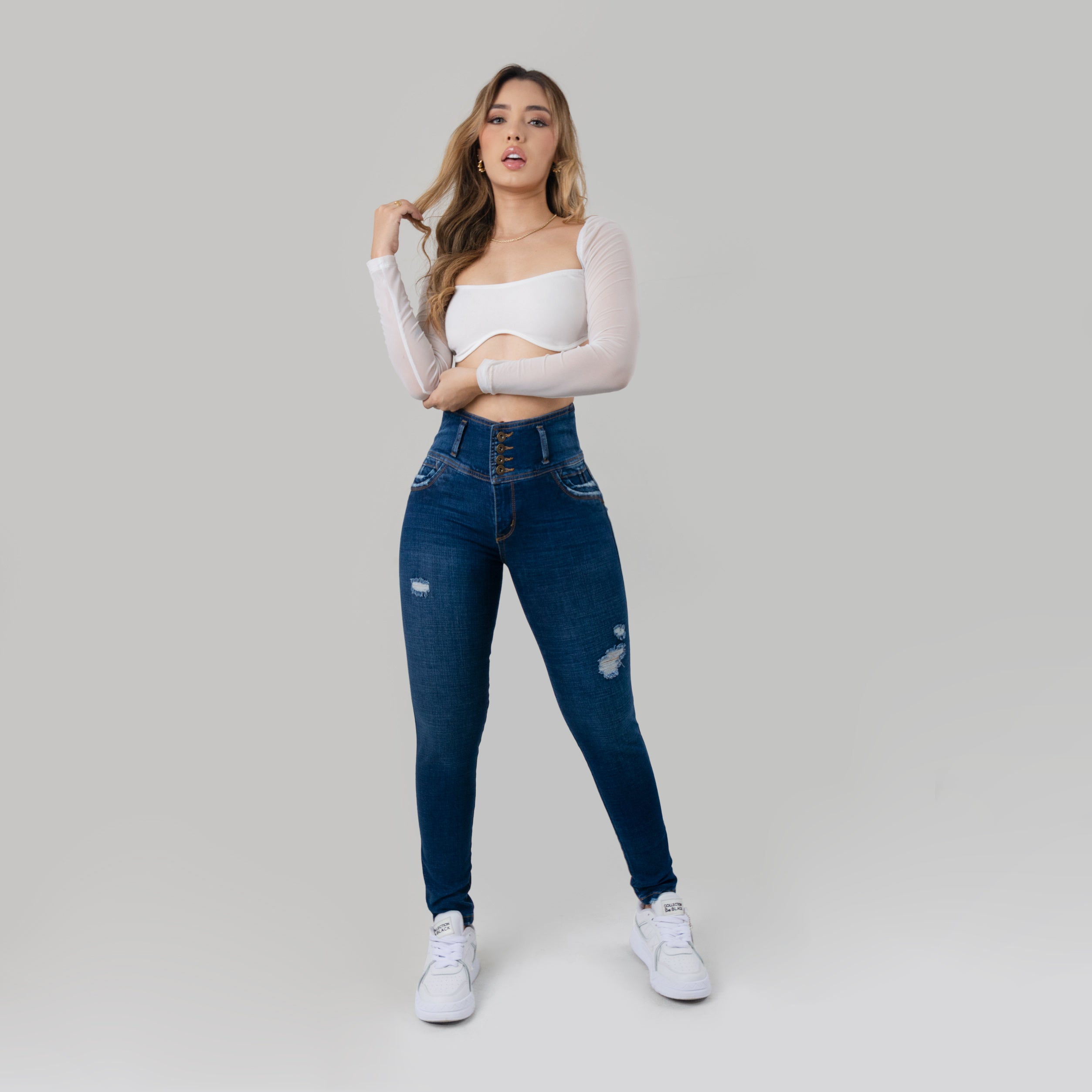 NUEVO JEANS PRETINA ALTA, CONTROL ABDOMEN LEVANTA COLA  REF-J5516