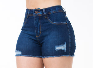 SHORT DENIM, TIRO ALTO CON DESTROYER